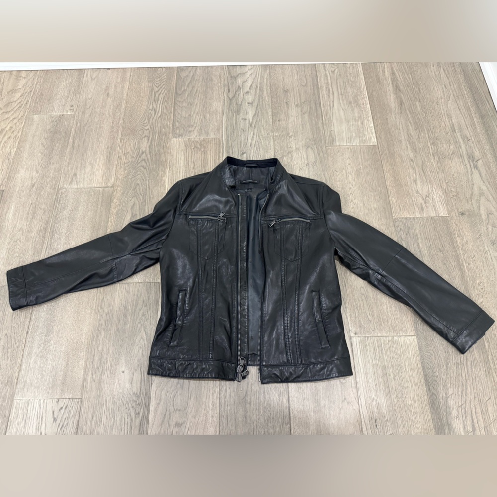 John Varvatos Black Leather Jacket